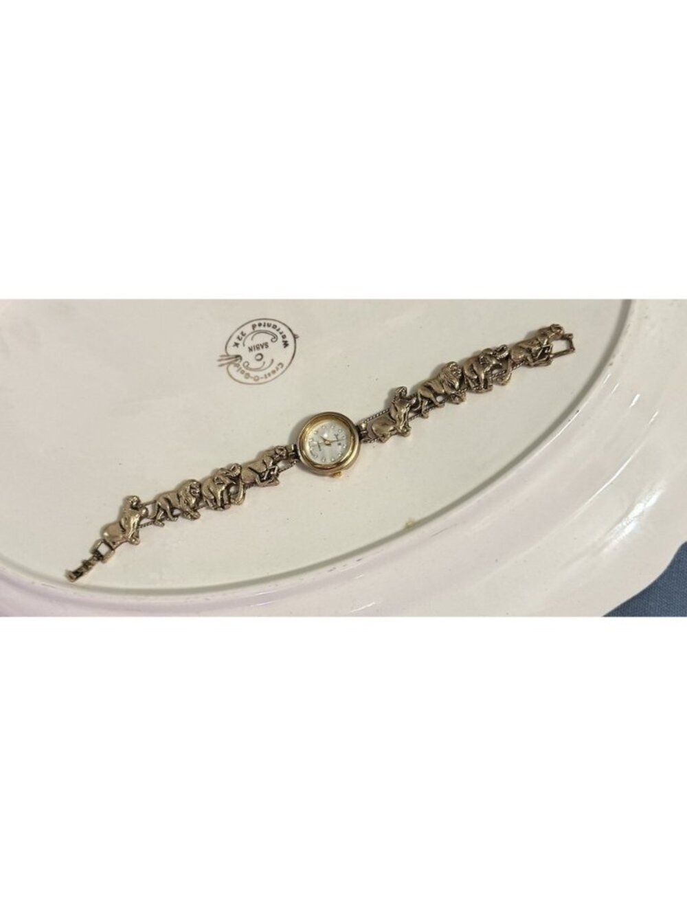 Jennie B Watch African Animal Safari Theme Slider Bracelet Watch Goldtone